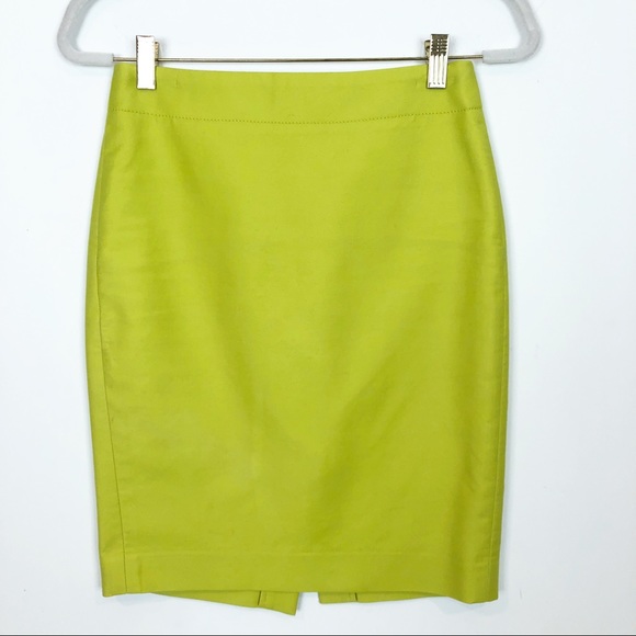 J. CREW CHARTRUESE YELLOW NO. 2 PENCIL SKIRT